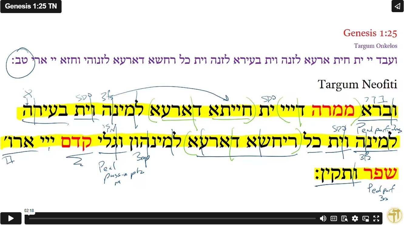 Genesis 1:25 TN - Daily Dose of Aramaic