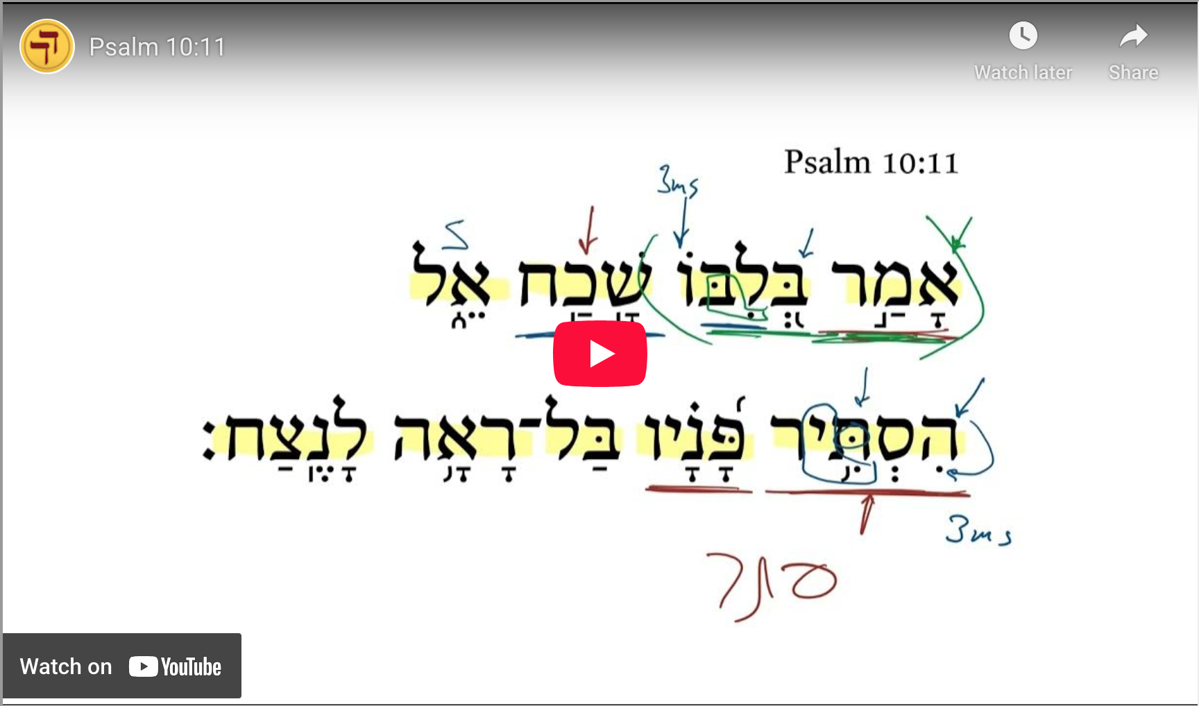 Psalm 10:11 | Daily Dose of Hebrew